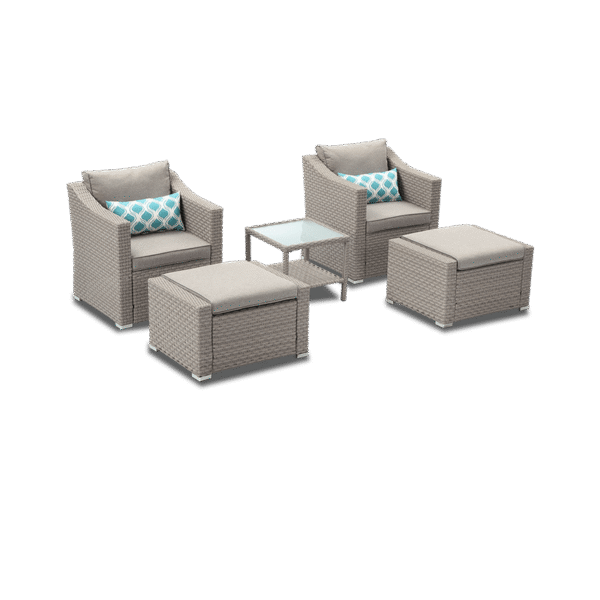 Superior 5 Piece Warm Grey Outdoor Patio Conversation Set